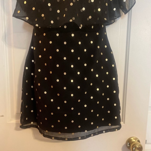 LOVERS + FRIENDS” Lush Polka Dot Off the Shoulder Mini Dress - Picture 9 of 14